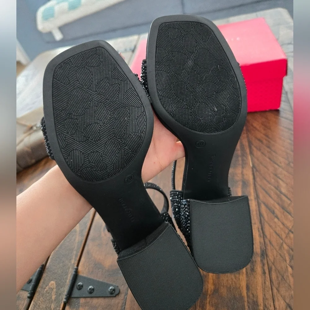 Kelly & Katie Caital Sandal. Black Rhinestone-covered. Size 7. New.